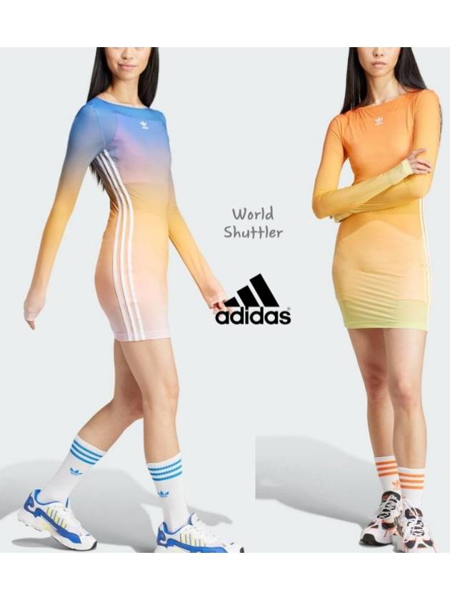 24SS 아디다스 미니드레스 긴팔원피스 슬림핏 그라데이션