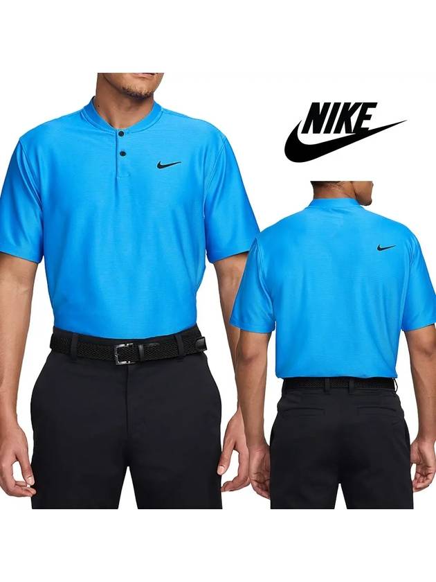 나이키 반팔 투어 골프 유선형 폴로 탑 티셔츠 블루