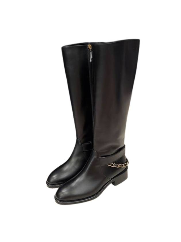 샤넬 CC 로고 체인 레더 롱부츠 블랙