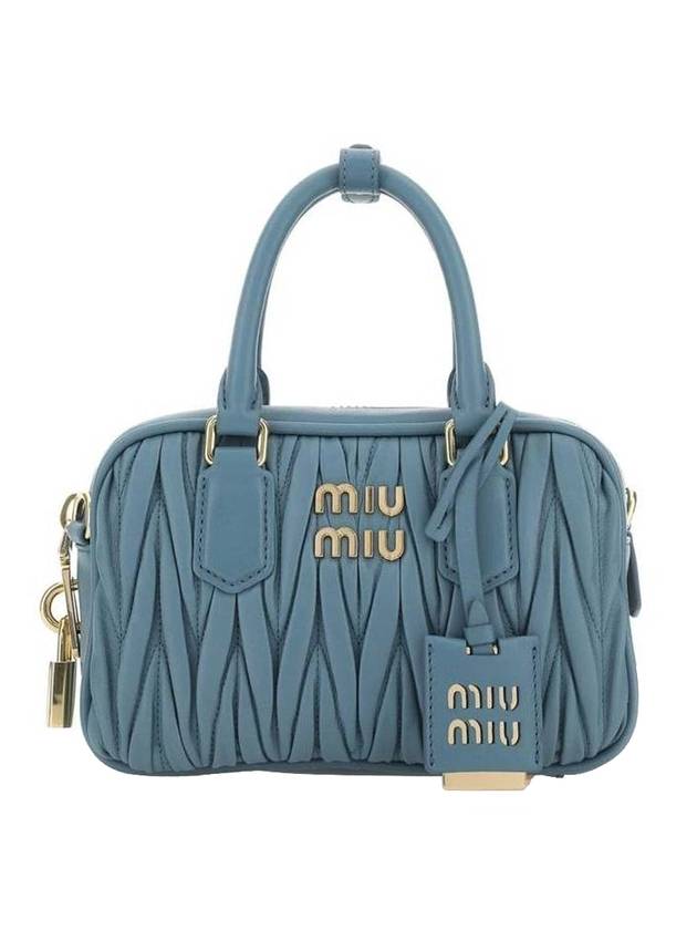 미우미우 마테라쎄 나파 레더 탑 핸들 숄더 백 블루