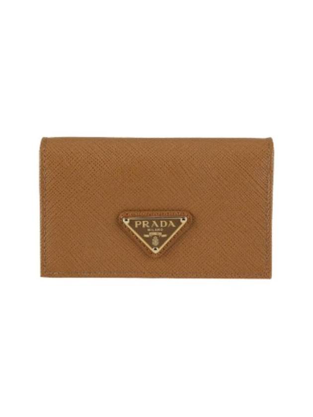프라다 사피아노 레더 트라이앵글 로고 카드 홀더 카라멜 1MC122 QHH F03BH