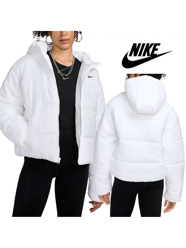 나이키 패딩 여성 클래식 푸퍼 탑 후드 자켓 화이트