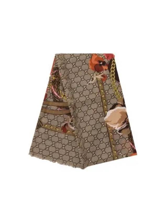 W 구찌 플라워 울 스카프 레드 W Gucci Flower Wool Scarf Red