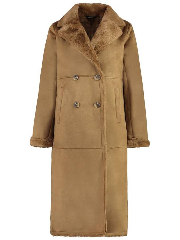 로렌 랄프 로렌 모조 털 더블브레스트 코트