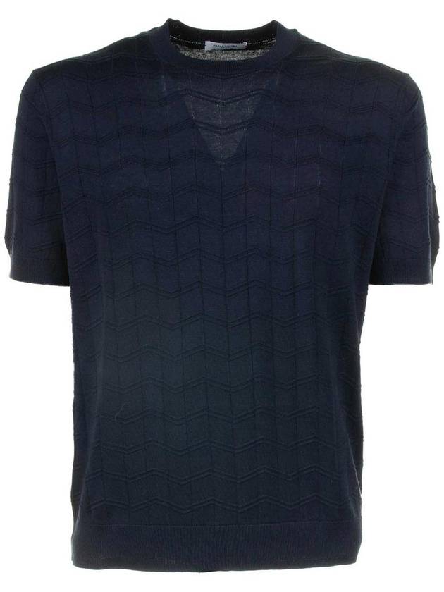 Paolo Pecora Blue Cotton And Silk T-Shirt