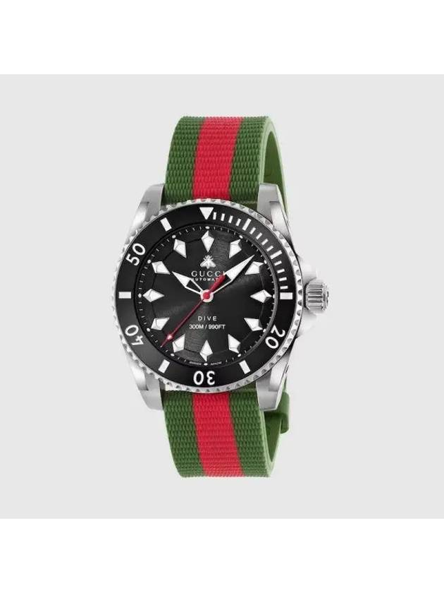 구찌 다이브 러버 스트랩 시계 40MM 그린 레드