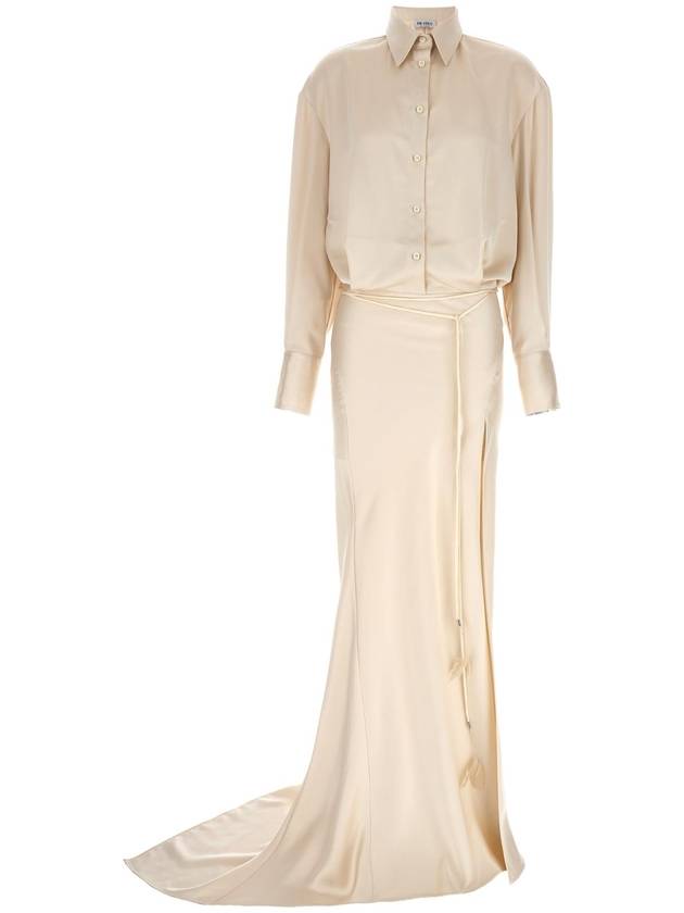 THE ATTICO 새틴 케미시에 롱 드레스 242WCW100E093043