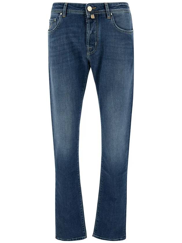 Jacob Cohen 로고 패치 스트레이트 레그 데님 진 UQE0434S3736_734D