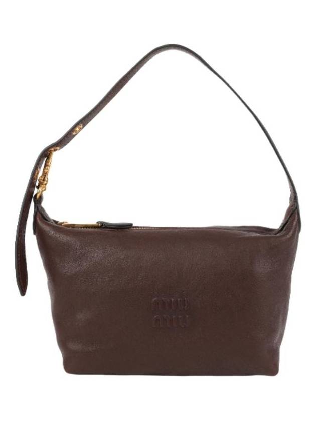 미우 미우 스무스 그레인 피니쉬 레더 크로쉐 파우치 브라운 5NE841 AEFX F0NBL