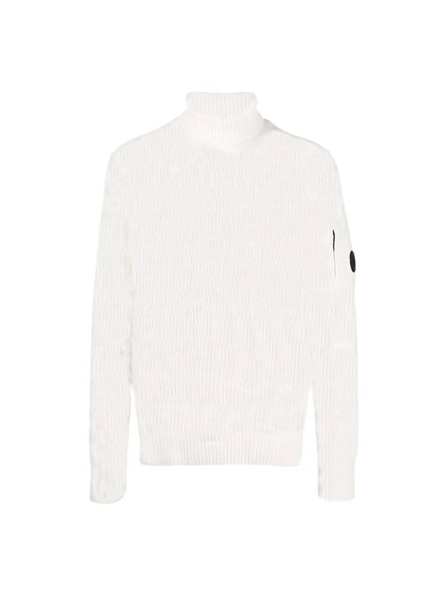 CP컴퍼니 남성 로고 리브 울 터틀넥 화이트