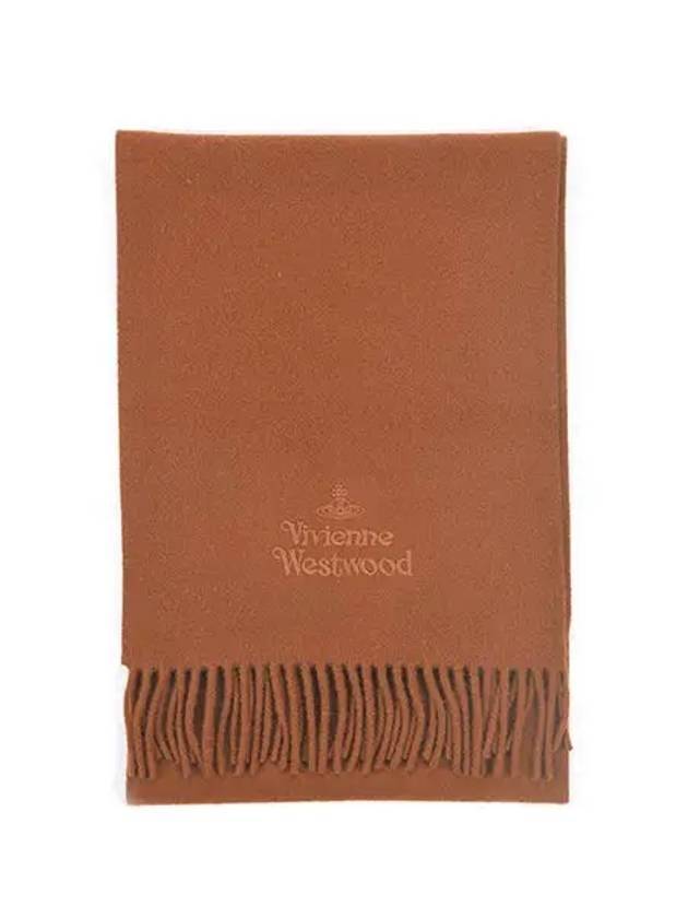 비비안 웨스트우드 엠브로이드 로고 울 머플러 브라운