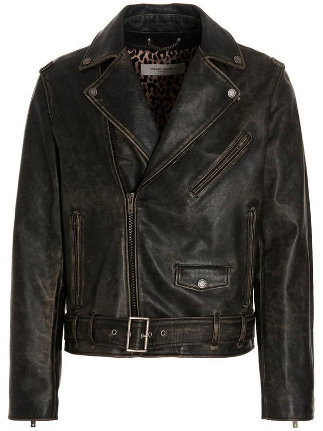 골든구스 애니멀 프린트 바이커 자켓 블랙