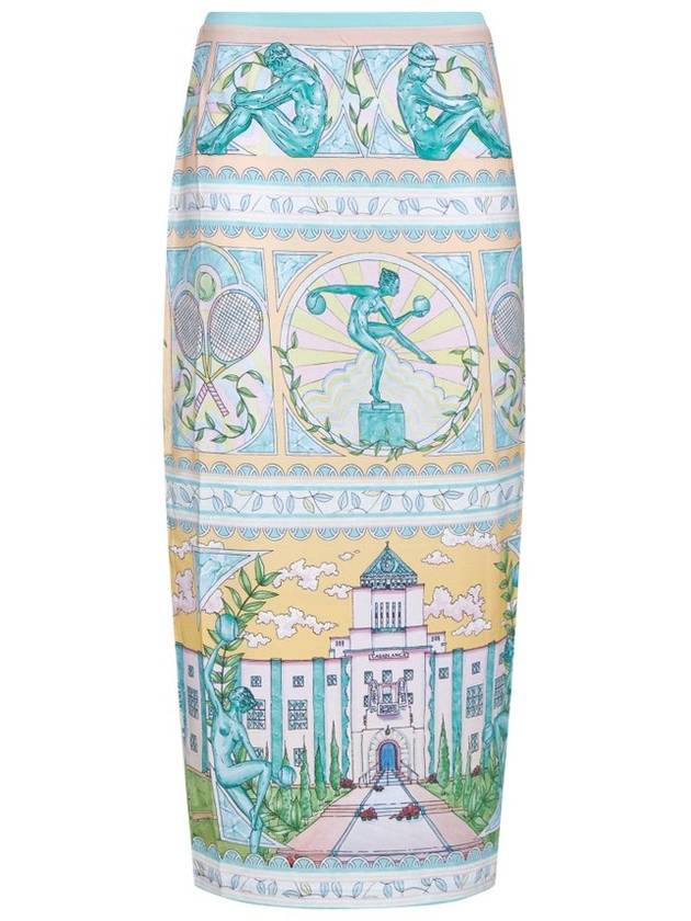 카사블랑카 꽃병 미디 펜슬 스커트