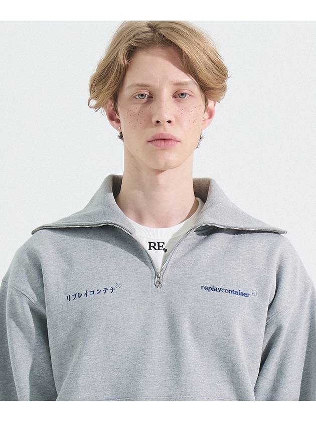 double logo long half zipup mtm gray