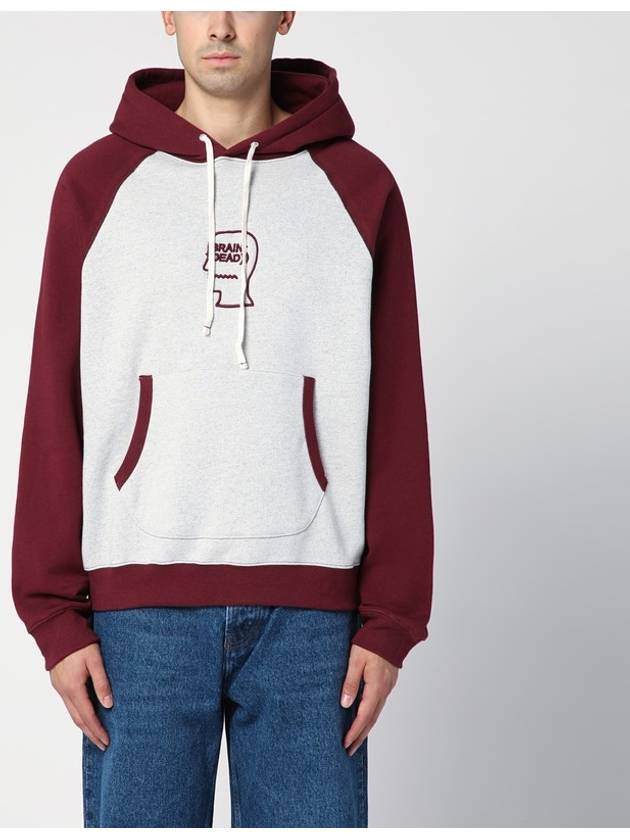 Brain Dead Light grey/burgundy hoodie
