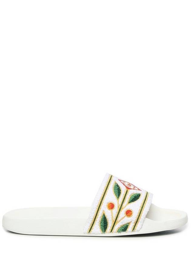 카사블랑카 로고 자수 테리 슬라이드