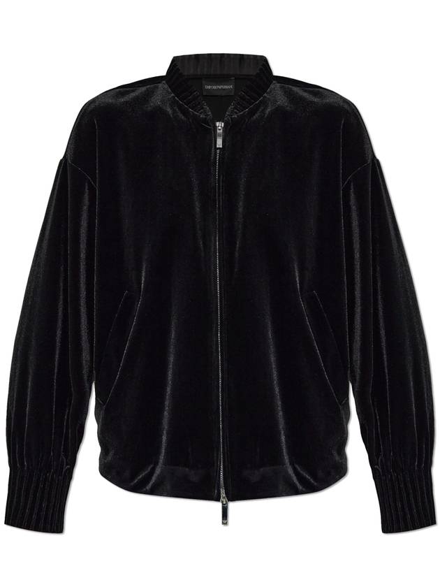 24FW 엠포리오 아르마니 여성 집업 자켓 Emporio Armani Velvet Sweatshirt  Women's  Black