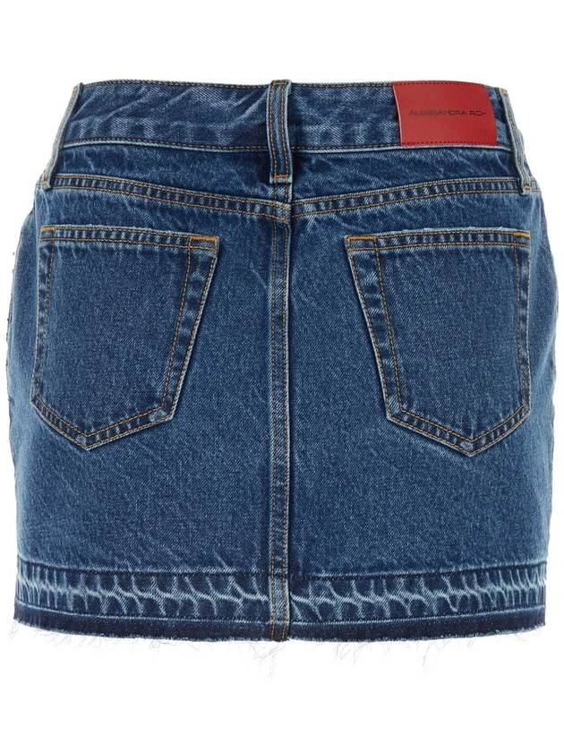 알레산드라 리치 장식 프레이드 헴 데님 미니 스커트 Alessandra Rich Embellished Frayed Hem Denim Mini Skirt