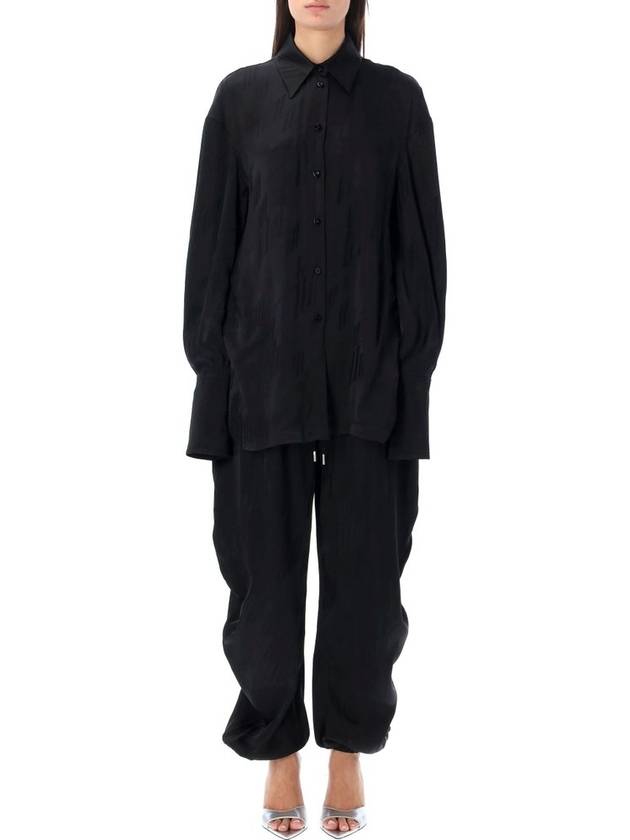 The Attico 로고 자카드 긴팔 점프수트