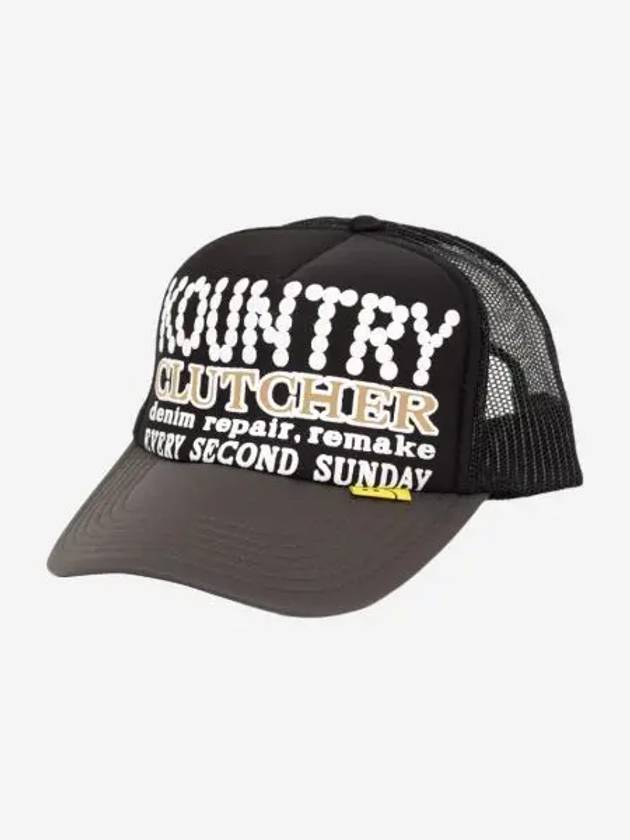 캐피탈 컨트리 펄 크러쳐 트러커 캡 블랙 그레이 Kapital Kountry Pearl Clutcher Truck Cap Black Grey