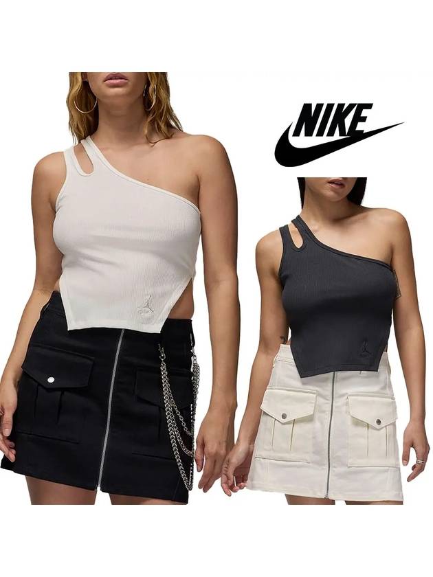 나이키 나시 여성 조던 비대칭 리브 탑 티셔츠 2컬러 블랙 화이트