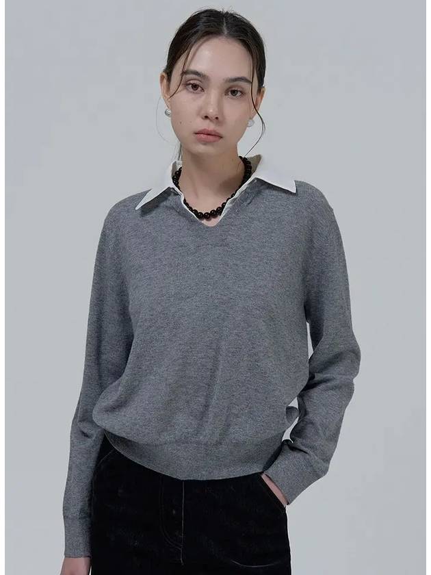 컬러링 카라 배색 니트