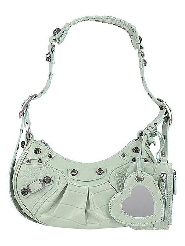 발렌시아가 르 카골 XS 크로커다일 엠보스 숄더 백 민트 그린