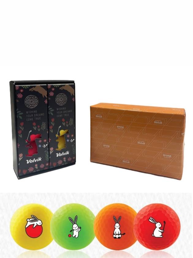 볼빅 신년 23년 흑토끼 비비드 6구 세트 3피스 골프공 칼라 컬러 홀인원 인쇄