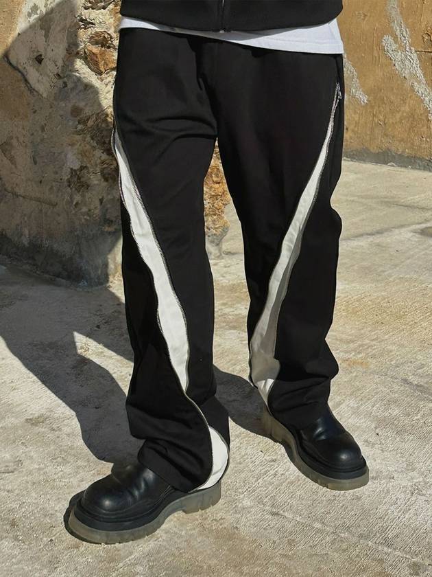 클라코 코튼 오블리크 라인 지퍼 팬츠