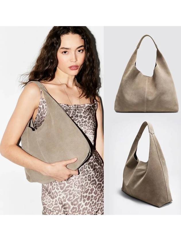 앤아더스토리즈 가방 클래식 스웨이드 토트 백 베이지