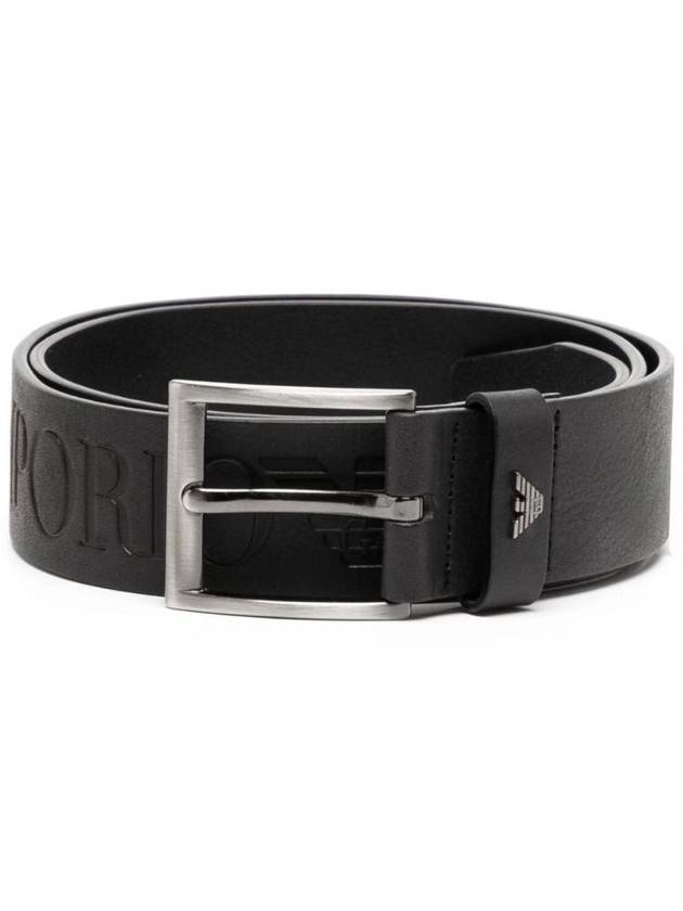 엠포리오 아르마니 데보스드 로고 버클 레더 벨트 블랙