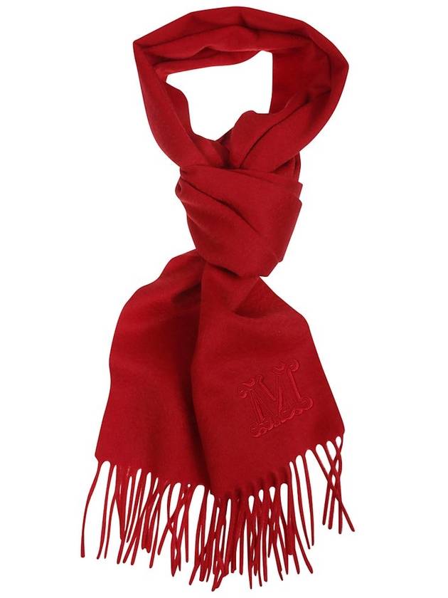 Max Mara 로고 자수 프린지 에지 스카프