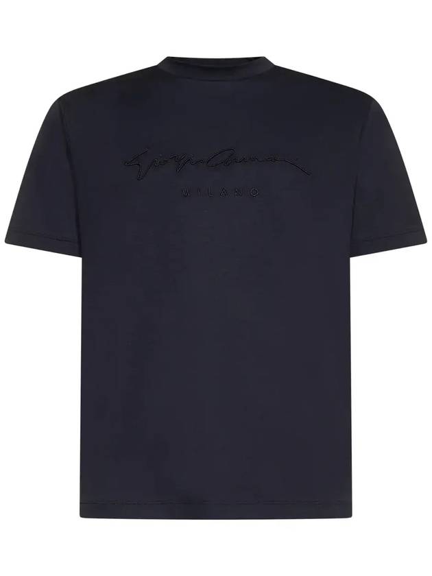 Giorgio Armani 로고 자수 크루넥 티셔츠 6GSM90SJRQZ_UBSG