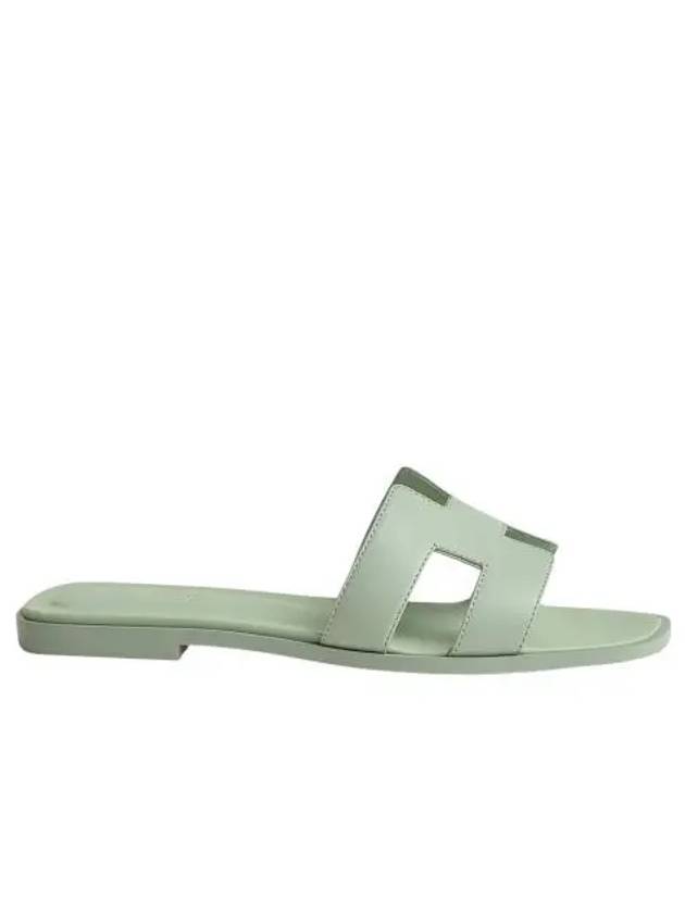 W 에르메스 오란 샌들 카프스킨 & 베르 도 W Hermes Oran Sandal Calfskin & Vert D'eau