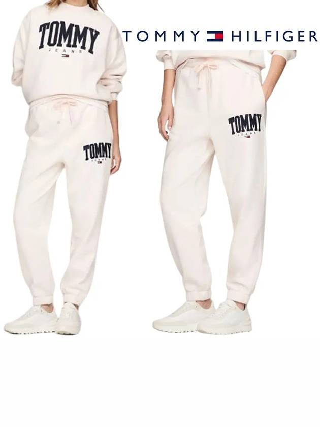 타미힐피거 여성 바시티 로고 팬츠 바지 핑크