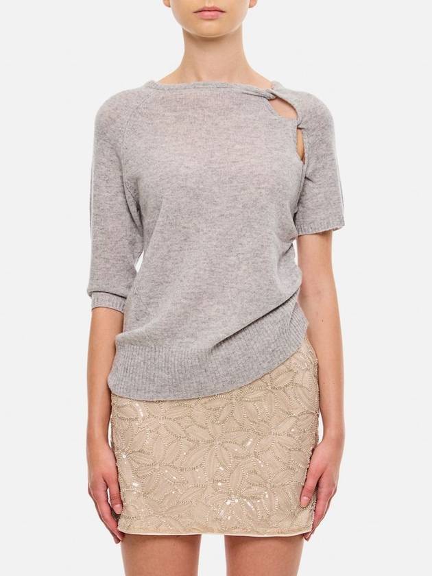 Christopher Esber Cashmere Helix Open Twist Draped T-shirt