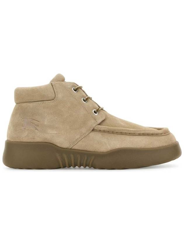 베이지 스웨이드 로그 앵클 부츠 Beige Suede Log Ankle Boots