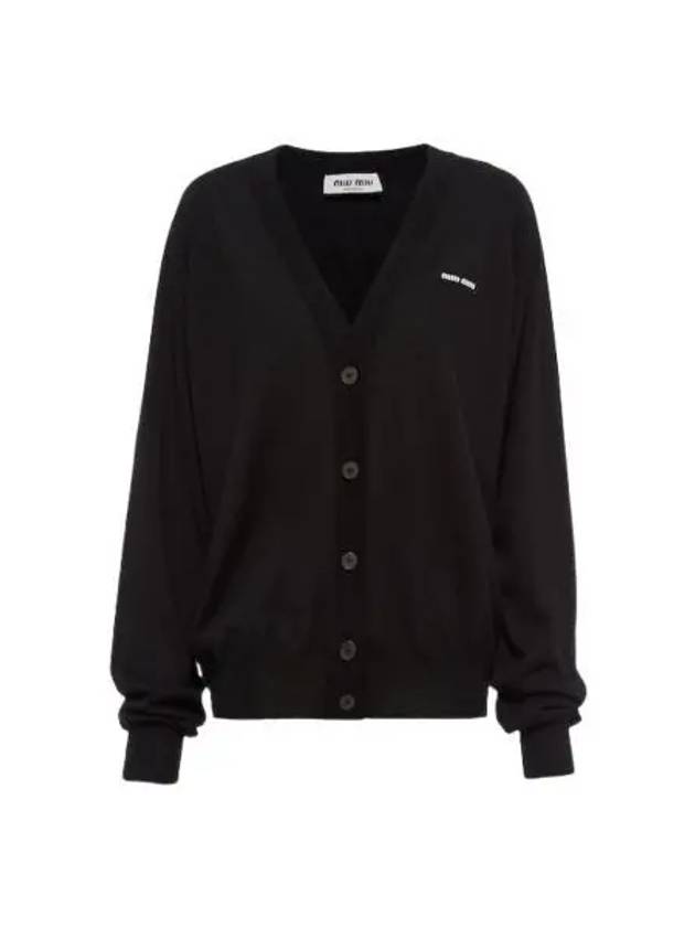 W 미우 미우 캐시미어 실크 가디건 블랙 W Miu Miu Cashmere and Silk Cardigan Black