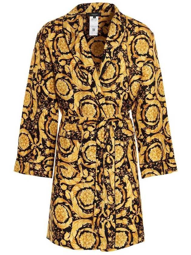 베르사체 바로코 실크 로브 블랙 옐로우