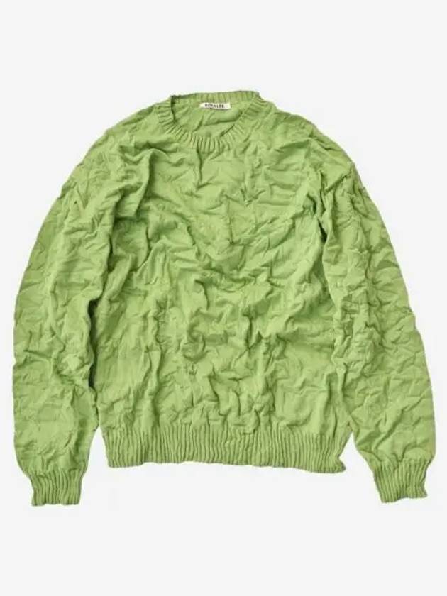 오라리 링클 드라이 코튼 니트 P O 세이지 그린 Auralee Wrinkled Dry Cotton Knit P O Sage Green