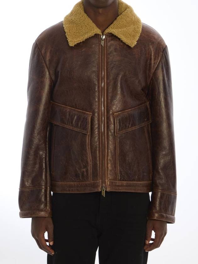 SALVATORE SANTORO 47543HILT WINE Leather bomber jacket