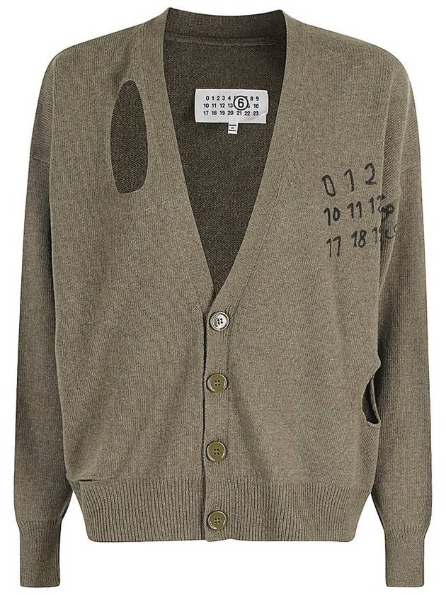 MM6 메종 마르지엘라 로고 프린트 니트 카디건