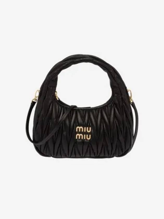 미우 미우 완더 마테라쎄 나파 레더 미니 호보백 블랙 Miu Miu Wander Matelasse Nappa Leather Mini Hobo Bag Black