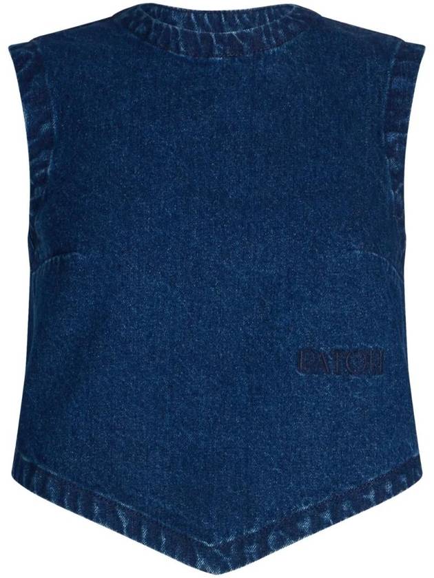 파투 로고 자수 데님 슬리브리스 블루