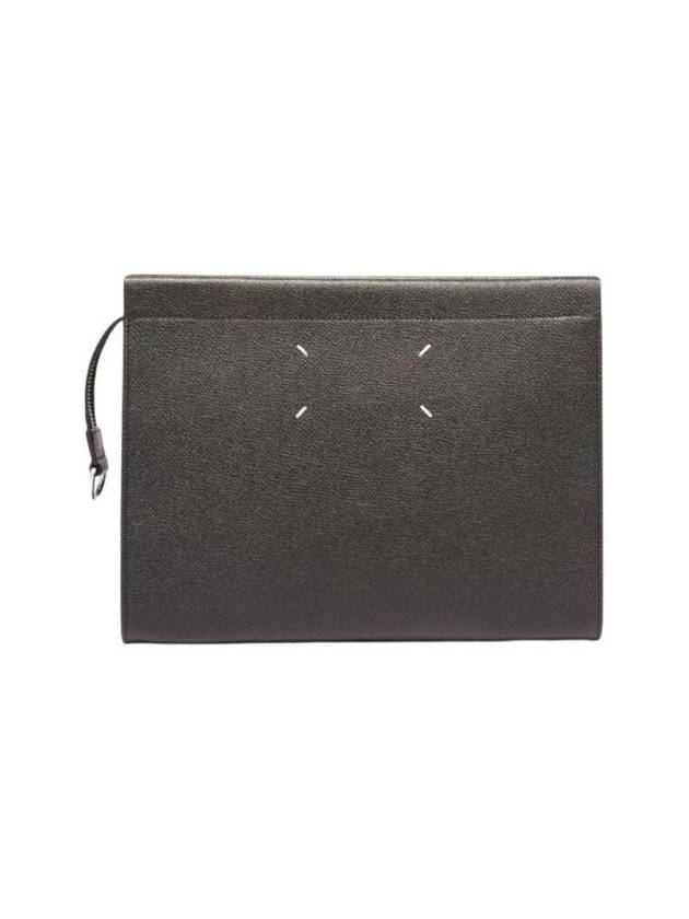 메종 마르지엘라 포 스티치 그레인 레더 클러치백 블랙