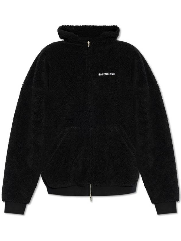 발렌시아가 로고 자수 후드집업 블랙