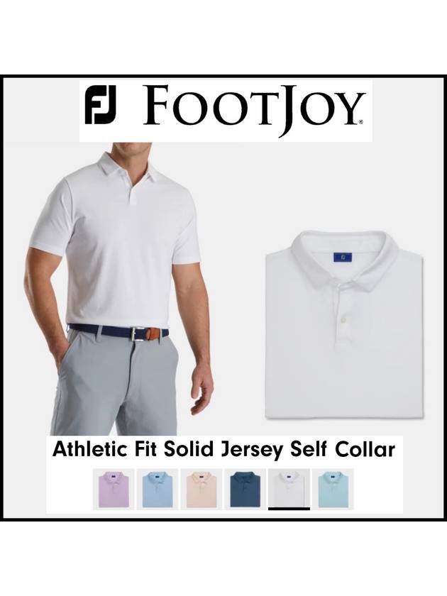 풋조이 골프웨어 애슬레틱 핏 솔리드 저지 남성 골프 폴로 카라 반팔 티셔츠 6컬러 Athletic Fit Solid Jersey Self Collar
