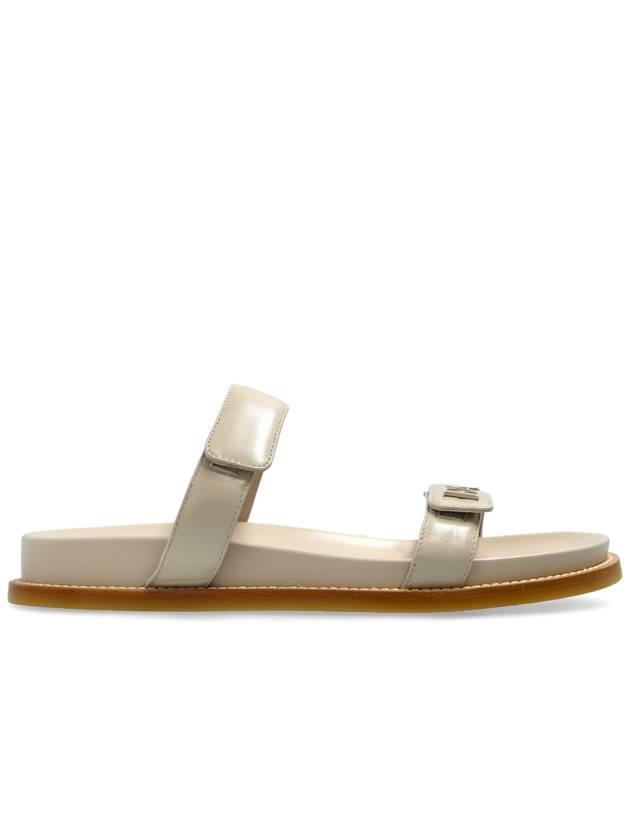 Emporio Armani Leather Slides With Logo Women's Cream
