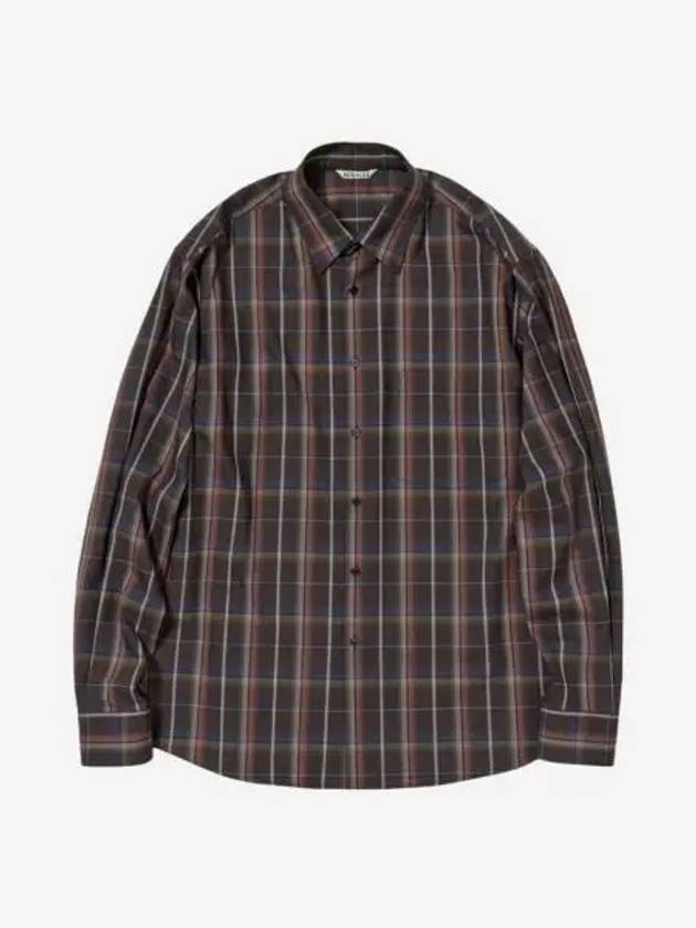 오라리 슈퍼 라이트 울 체크 셔츠 다크 브라운 Auralee Super Light Wool Check Shirt Dark Brown