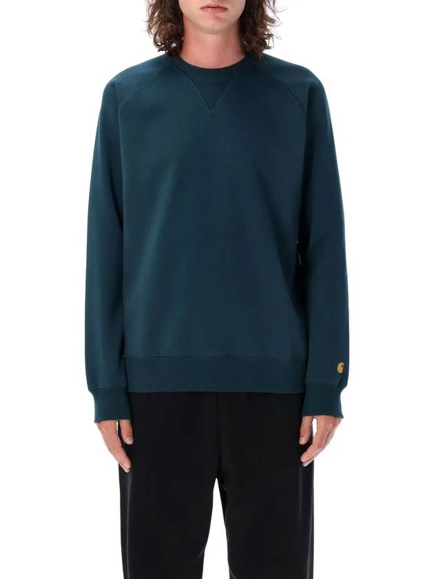 Carhartt WIP Chase 로고 자수 크루넥 스웨트셔츠 I033660_2D0XXDUCKBLUEGOLD